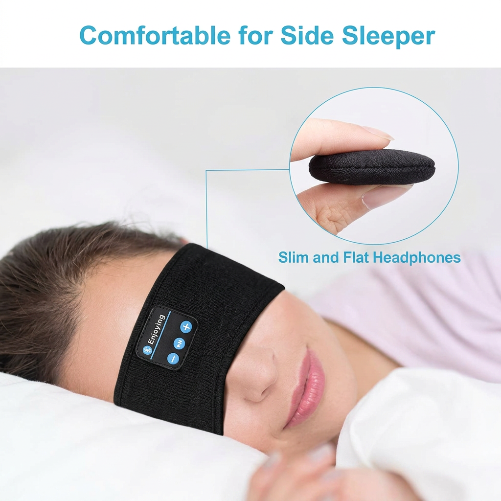 Máscara Bluetooth para Dormir — Sueño Profundo, Bloqueo Total de Luz, Música Integrada