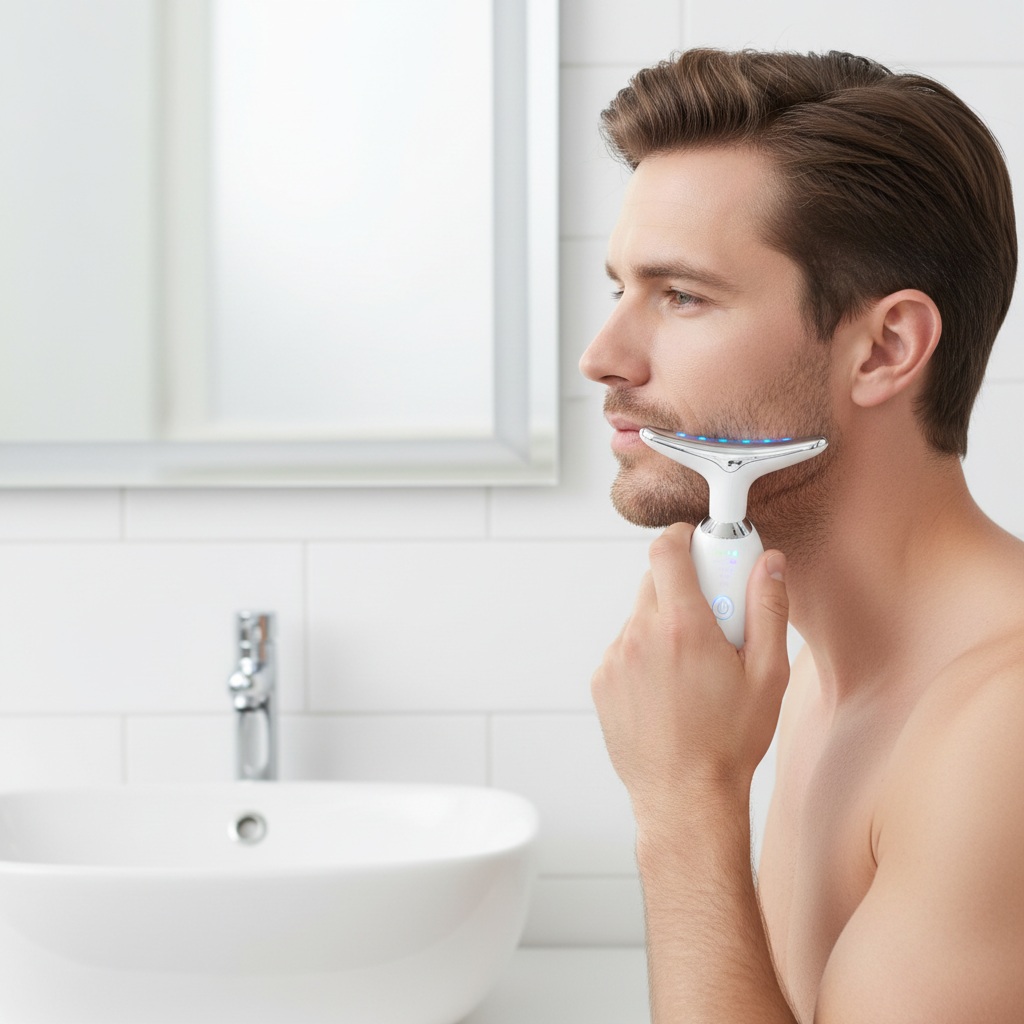 Combo de crema facial antiedad y masajeador facial LED