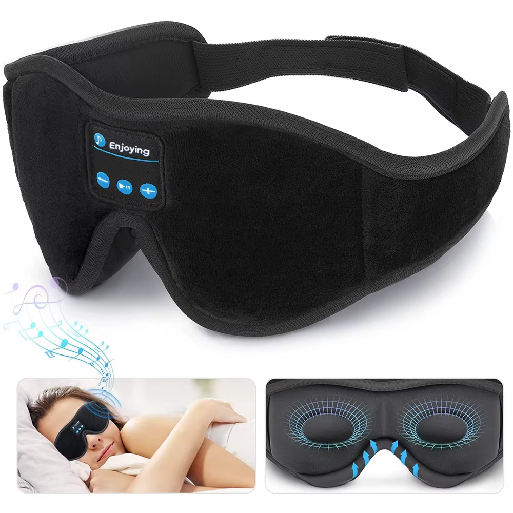 Máscara Bluetooth para Dormir — Sueño Profundo, Bloqueo Total de Luz, Música Integrada